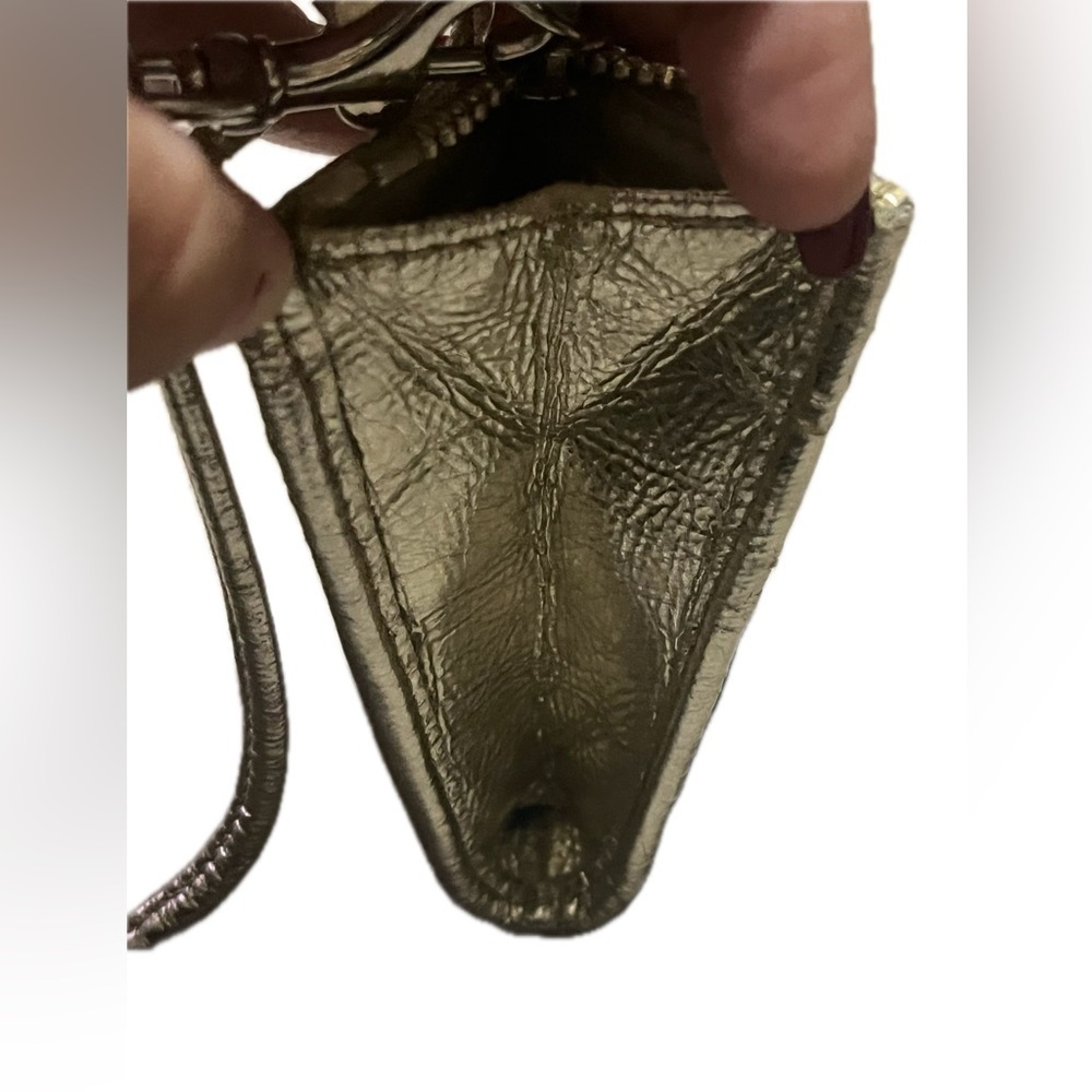 Coach Poppy Dream Graffiti Fabric Metallic Gold Leather Wristlet Wallet - RARE! - Picture 5 of 11